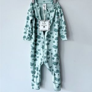 NWT Kate Quinn long sleeve zipper sleeper pajamas turquoise romper playsuit